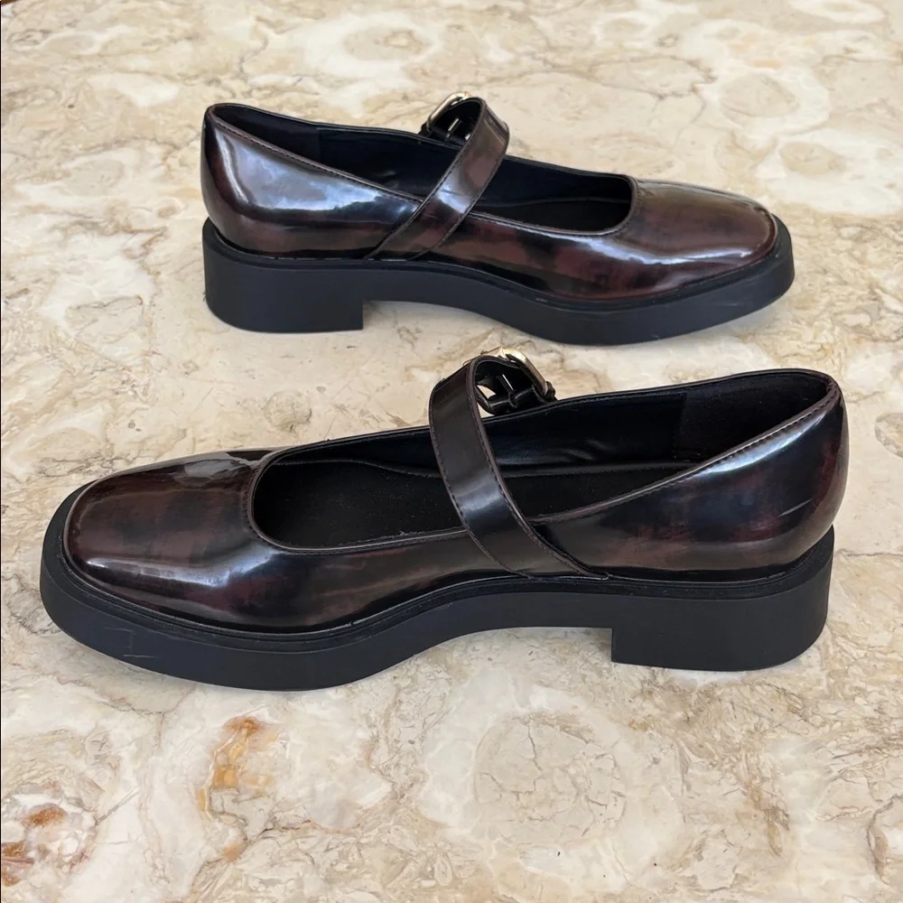 ZARA Burgundy Patent Mary Jane Platform Loafers – Chunky Sole - Picture 7 of 10